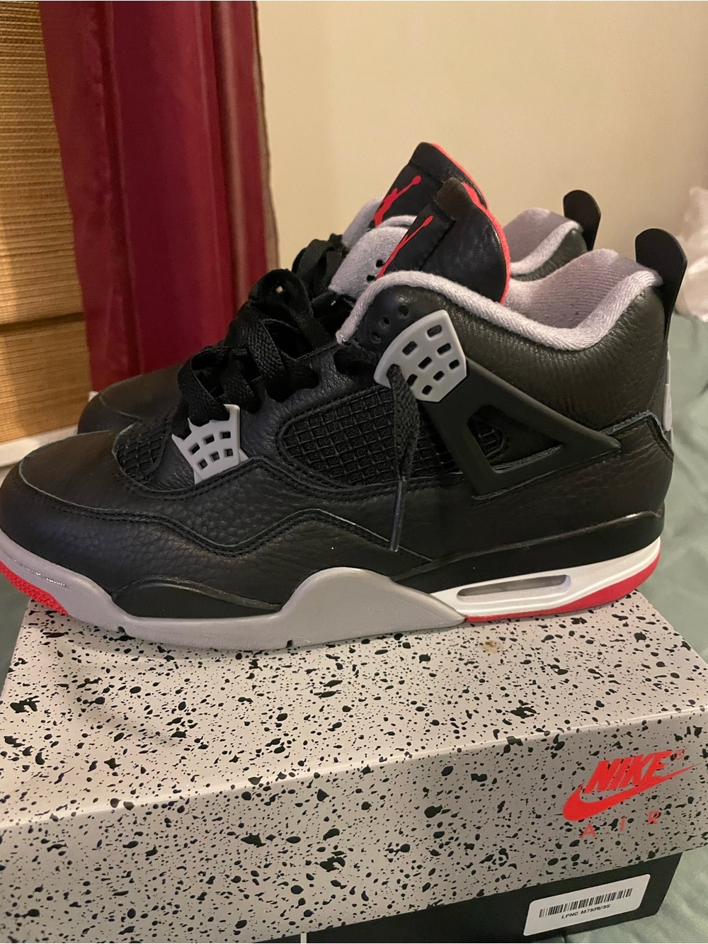 Nike Air Jordan lV Retro Black and Red Leather Men's Athletic Sneakers